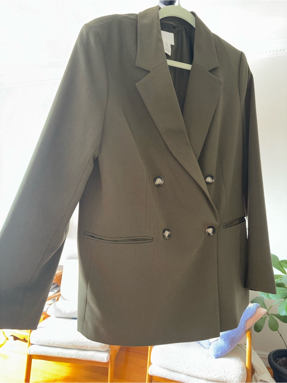 H&M Olive Green Double-Breasted Women's Blazer